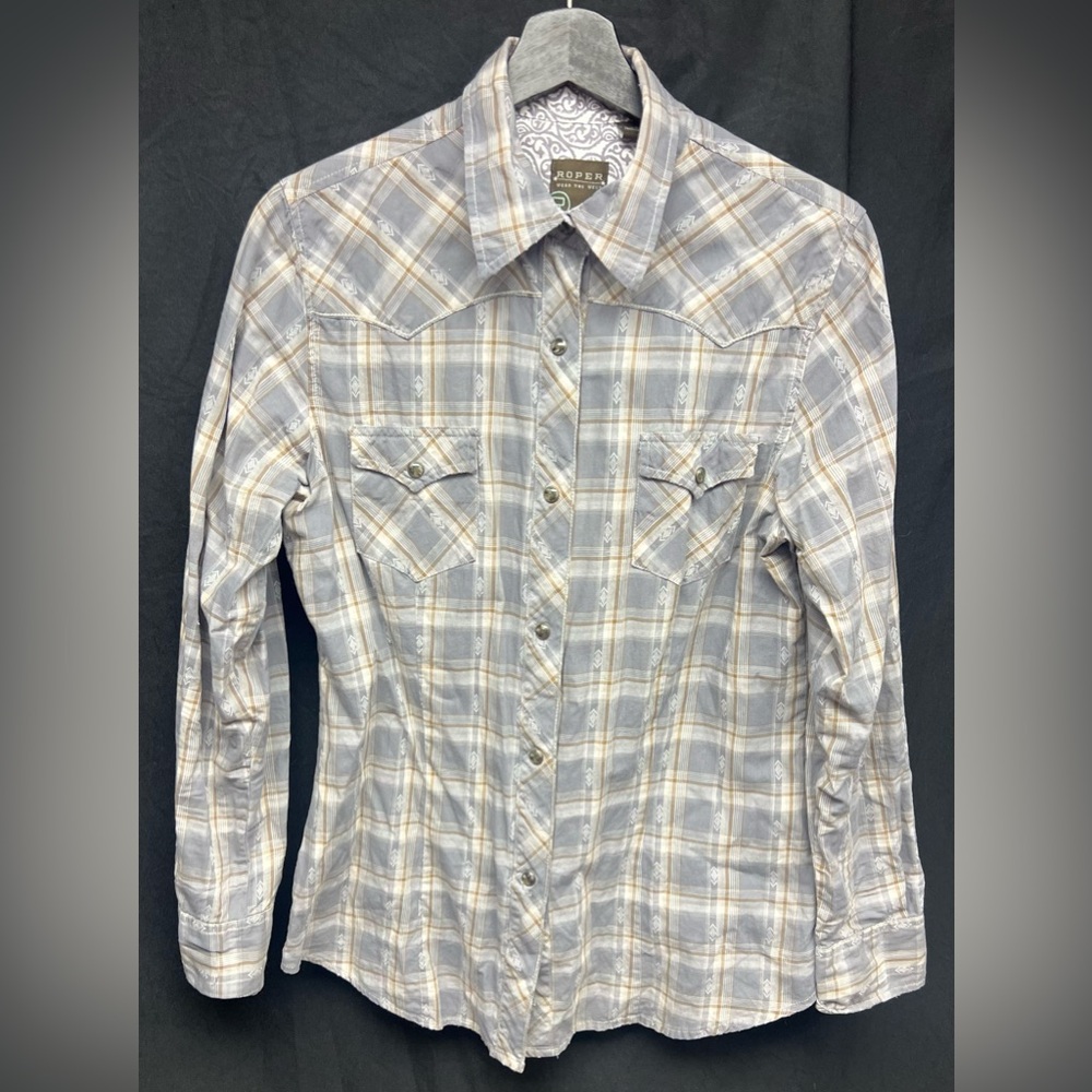 Roper- Womens Weetern Wear-‎ Plaid Button-Up Shirt, Size: Medium
